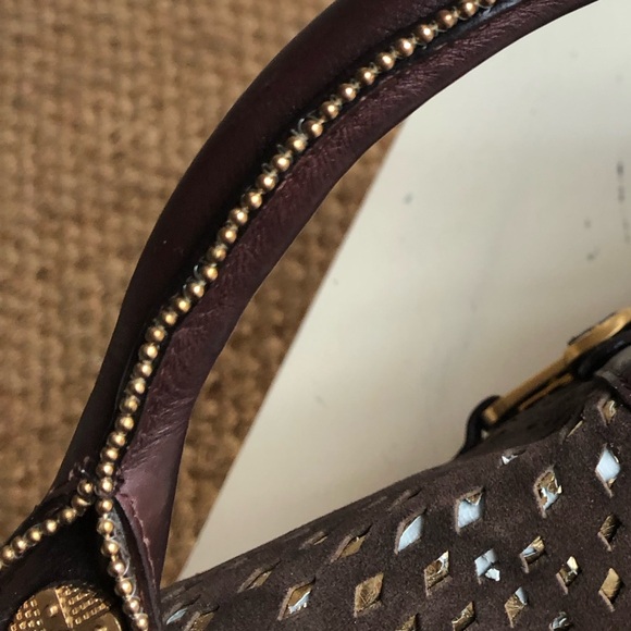 Jimmy Choo Tulita Bag. Chocolate Brown. Perforated. Gold Hardware. - Picture 11 of 15